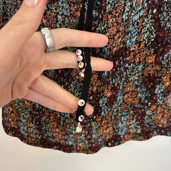 Free People Back On Puff Sleeve Smocked Crop Top Womens XS Ditsy‎ Floral NEW - Picture 4 of 5